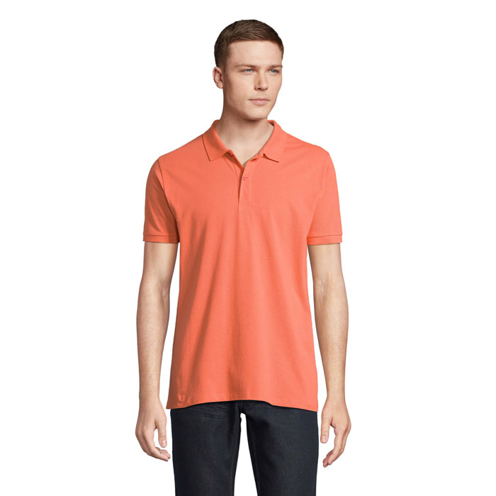 Polo homme coton bio personnalisé 170g - PLANET Orange Pop